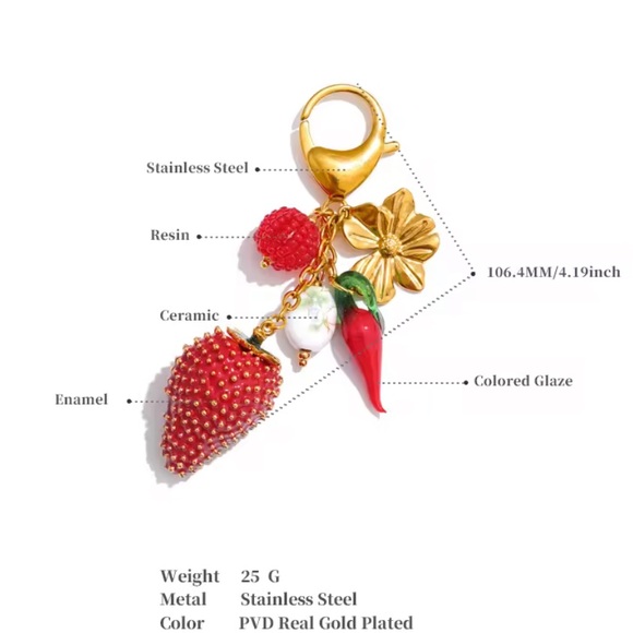 Gold and Red Charm Keychain - Picture 4 of 8